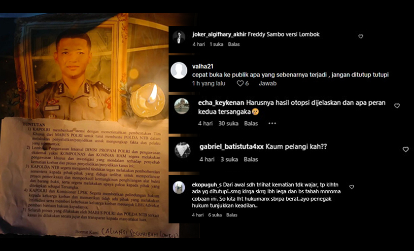 Kematian Brigadir MN: Polda NTB Umumkan Pemecatan Dua Perwira, Netizen Singgung Dugaan Pembunuhan hingga LGBT